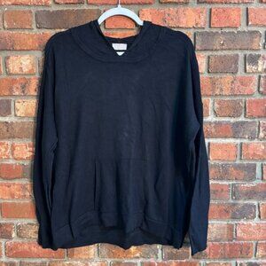 Evolution womens waffle knit hoodie sweatshirt black XL